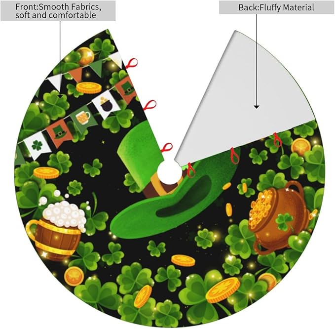 St Patrick's Day Tree Skirt Xmas Tree Mat Halloween Christmas Tree Ornaments Decorations Holiday Party Indoor Outdoor 30"