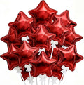 30 Pcs Star Self Inflatable Balloons with Bow Stems Star Foil Balloons Mini Pentagram Decoration for Patriotic Independence Day Graduation Birthday Baby Shower Anniversary(Red,6 Inches)