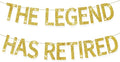 The Legend Has Retired Banner Gold Glitter Pre-Strung No DIY Retirement Banner Decorations for Men Women Retirement Party Supplie(Gold)