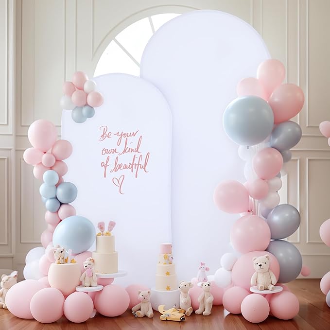 White Arch Backdrop Covers - 7.2FT, 6FT Spandex Fitted Wedding Arch Stand Covers Round Top Chiara Stretchy Arch Backdrop Cover for Valentines Wedding Birthday Party Decoration