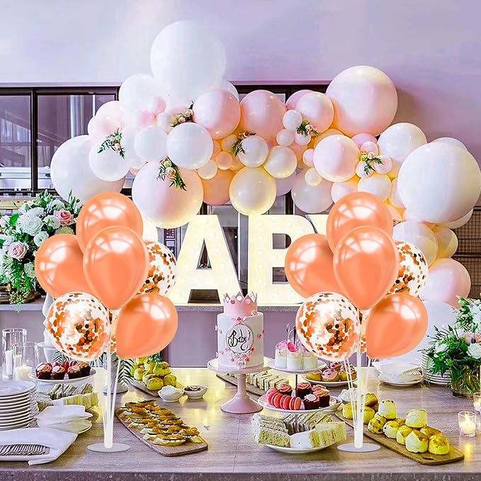 Rose Gold Balloon Stand Centerpiece Table Decorations for Birthday Anniversary Engagement Wedding Bridal Shower Graduation Mother's Day Party Decorations New Years Eve 2026(Rose gold set4)