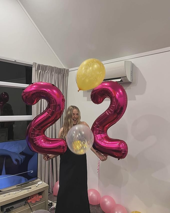 40 Inch Hot Pink Number 4 Balloon, Giant 4 Number Balloons for 4th Birthday Decorations, Party Supplies for Baby Boy Girl, Hot Pink Party Decor