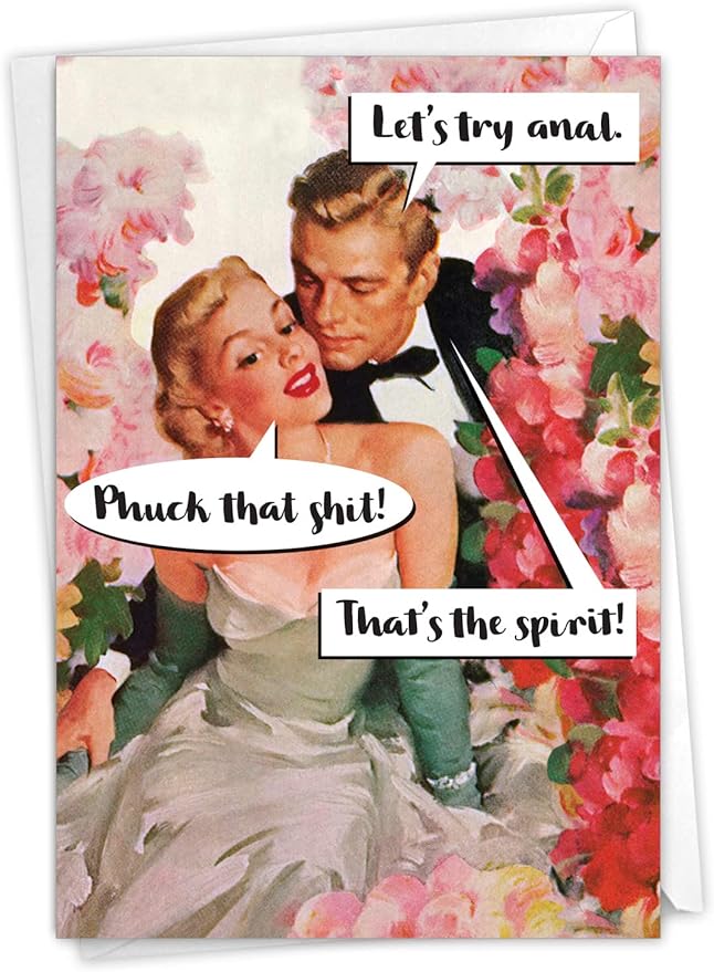 NobleWorks - Funny Birthday Greeting Card with 5 x 7 Inch Envelope (1 Card) Bday Try Anal C2327BDG