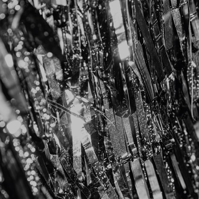 Pack of 2 Black Foil Fringe Curtains – Black Tinsel Backdrop for Photo Booth, Birthday, Wedding, Baby Shower, Bachelorette, Christmas & Holiday Party Decorations