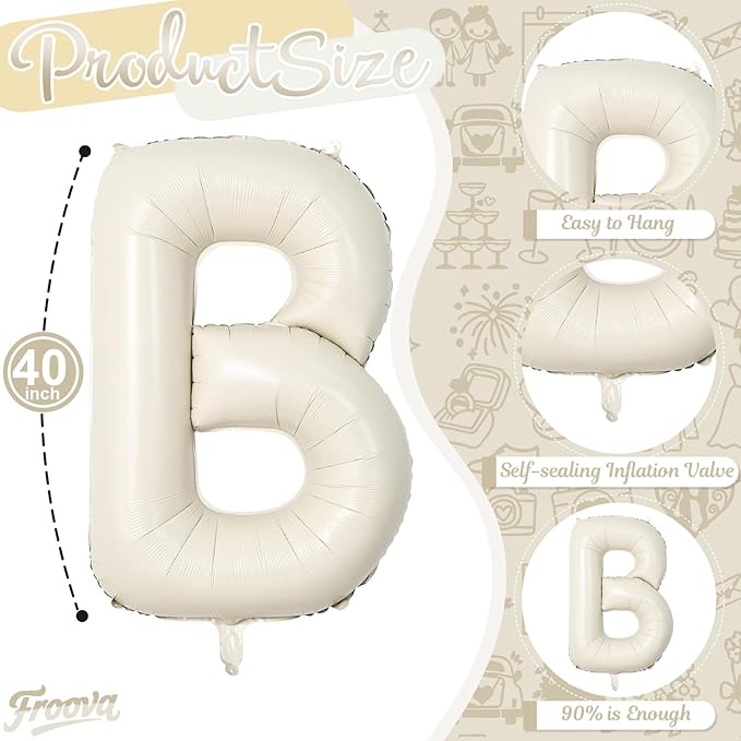 40 Inch Beige BRIDE TO BE Foil Balloons, Gaint Cream Bride Balloon Bachelorette Party Decorations, Large Ivory BRIDE TO BE Mylar Balloon Letter Banner for Engagement Bridal Shower Sign Hen Party Decor