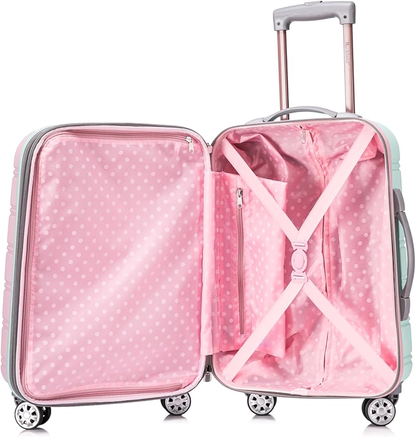Rockland Melbourne Hardside 2 Piece Expandable Spinner Wheel Luggage Set, Carry-On 20" and Tote 14", Mint