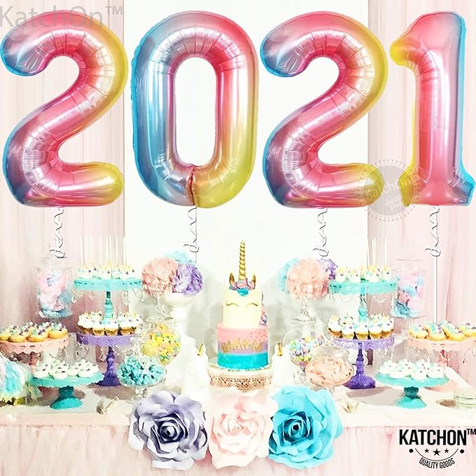KatchOn Large, 40 Inch Rainbow Number 0 Balloon - Colorful, Giant Foil Mylar Balloon for Unisex Kids & Adults - Multicolor, 1 Count, Anniversary, Birthday, Unisex, All Ages