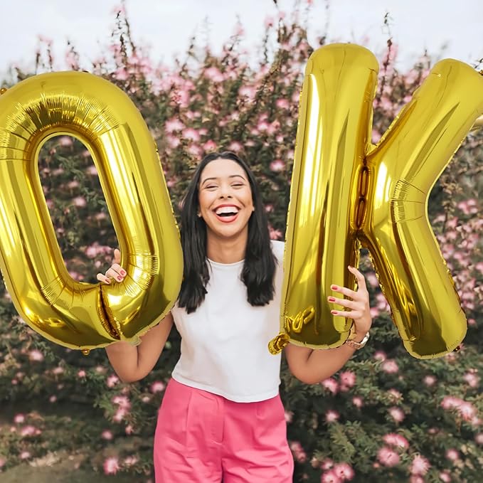 Letter Balloons Gold Party Balloon - 40 Inch Large Gold Letter K Balloon, Letter Balloon Birthday Decorations, Balloon for Women Men Anniversary Party Decorations Supplies