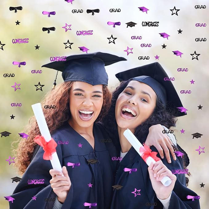 Purple and Black Graduation Confetti 2026, 1000 Pcs Congrats Grad Confetti Class of 2026 Party Table Centerpiece for Graduation Party Decorations