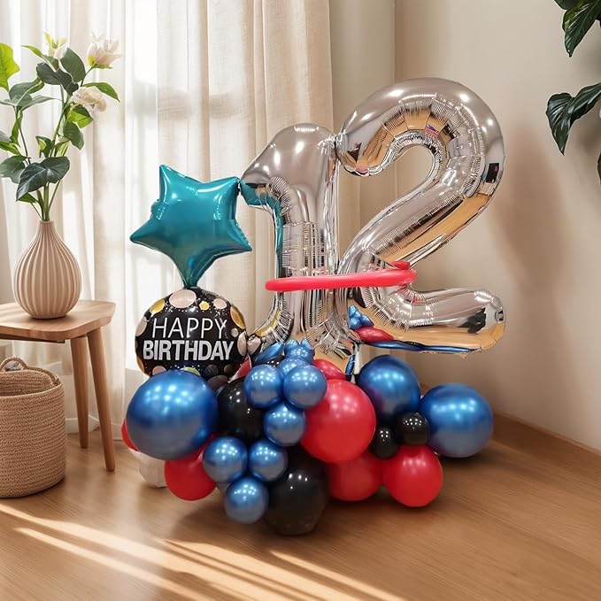 10PCS 40 Inch Large Foil Number Balloons 0-9 Set - Reusable Metallic Argent Birthday Wedding Decorations