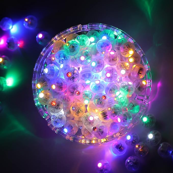 50pcs 5 Mixed Colors Balloon Lights, LED Assorted Colors Ball Lights, Mini Round LED Ball Lamp for Paper Lanterns, Balloons, Birthday Parties, Weddings, Halloween, Christmas Decorations