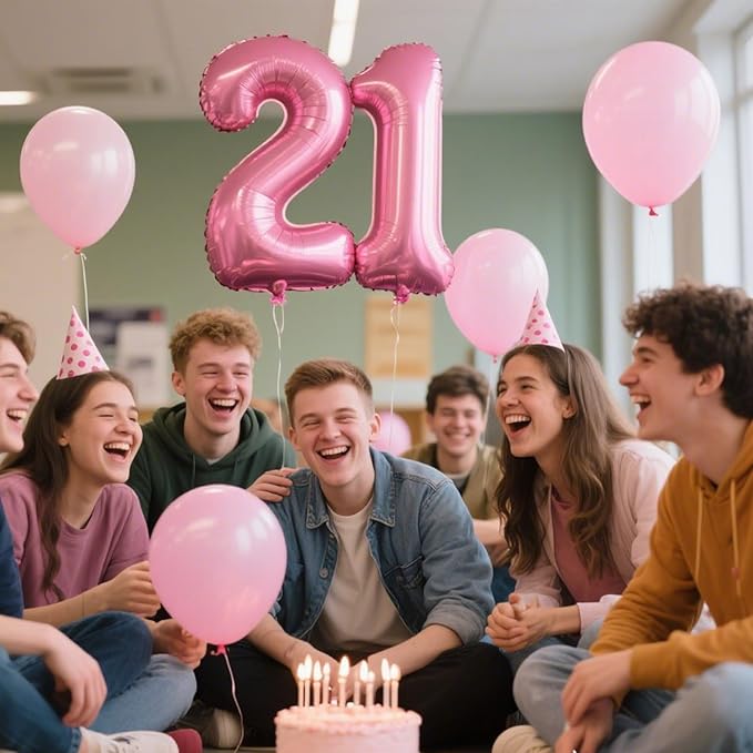 40 Inch Pink Number 21 Digital Balloon,Jumbo Mylar Foil Helium Balloon for 21 Balloons for Birthday Party,Wedding Anniversary Party Decorations
