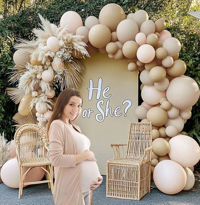 Double Stuffed White And Beige Balloons Garland Nude Cream Blush Ivory Balloons Apricot White Sand Balloons Arch Kit For Neutral Baby Shower Boho Gender Reveal Birthday Baptism Party Decorations