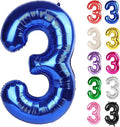 Metallic Blue Number 3 Balloon 40 Inch, 3 Balloon Number, 3rd Birthday Decorations, Navy Blue Party Supplies for Boys Girls