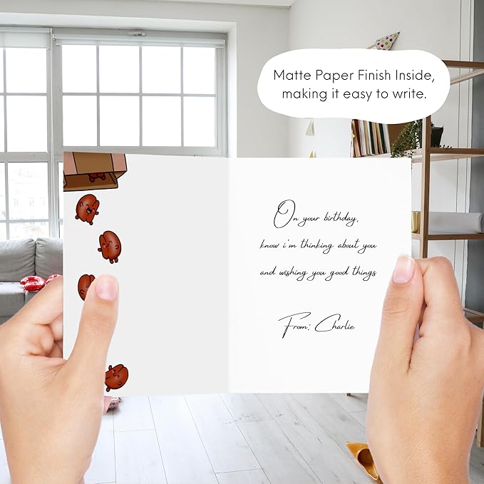 ALY LOU Coffee Anniversary Card Birthday Girlfriend, Boyfriend, Wife, Husband - Cute Funny Punny Bday Greeting Card Friend Him Her - Blank Inside (You're My Favorite Human Bean)