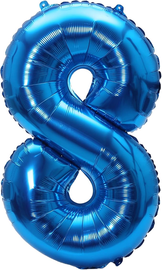 YPSelected 32 Inch Large Foil Helium Number Balloon Birthday Wedding Party 0-9 (Blue, 8)