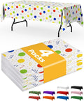 Birthday Balloon Plastic Table Cloth Rectangle Table 4 Pack, 54''×108'' Tablecloth for 6ft Tables, Table Cloth for Disposable Use, Table Cover for Holiday Party, Gathering