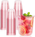 KesaPlan 50 Pcs Pink Plastic Cups, 12oz Disposable Stemless Wine Glasses for Cocktail Cute Clear Cocktail Wine Glasses Pink Party Cups for Valentine's Galentine's Day Wedding Christmas Party