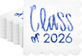 100 Pcs Class of 2026 Graduation Cocktail Napkins 5 x 5 Inch Congrats Grad Scalloped Paper Napkins for Dinner Beverage Graduate Decorations(Blue)