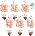 6 Set Rose Gold Christmas Table Balloons Foil Spray Table Centerpiece with Rose Gold and Confetti Balloons Stand Kit for Birthday Party Baby Shower Wedding Bridal Shower Prom Cake Table Decorations