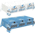 Oigco 2026 Graduation Decorations, 2 Pack Sky Blue Graduation Tablecloths Class of 2026, Congrats Grad Plastic Tablecloths for Graduation Party Decorations, 54 x 108 Inch