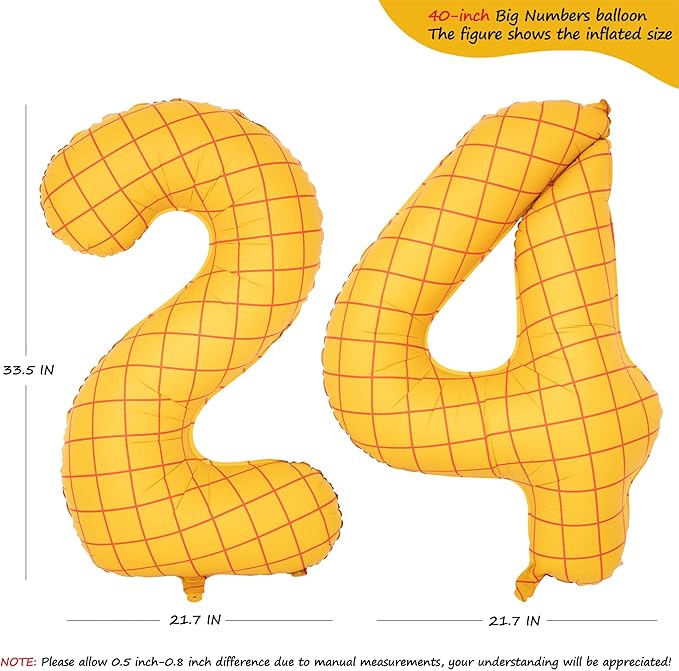 40-Inch Large Number Balloon Toy Inspired Story Matte Yellow Birthday Balloon Western Rodeo Party Supplies Boy Girl Story Anniversary Kids Birthday Party Cowboy Farm Themed Baby Welcome Decorations