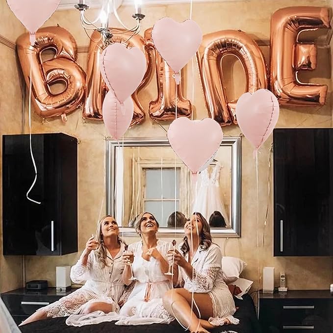 TONIFUL 30Pcs 18 Inch Pastel Pink Balloons Macaron Pink Heart Shape Foil Mylar Banners Decoration for Birthday Valentine's Day Wedding Bridal Shower Anniversary Engagement Party Supplies