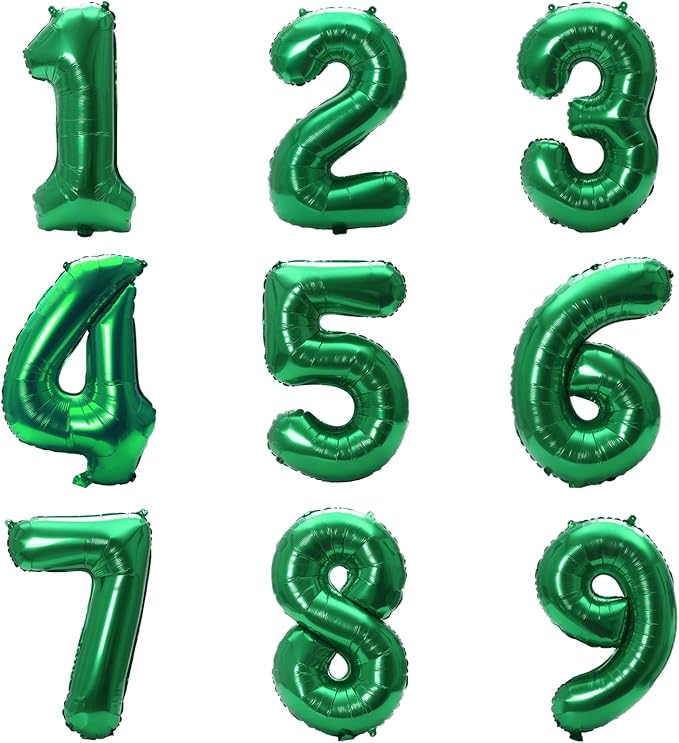 YPSelected 32 Inch Large Foil Helium Number Balloon Birthday Wedding Party 0-9 (Green, 1)