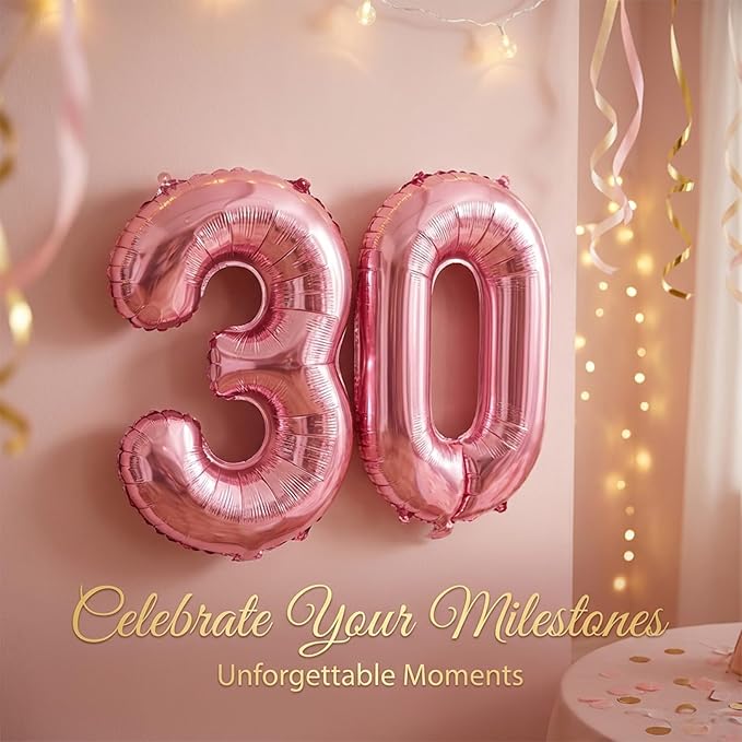 20 Pieces 2 Sets of 16 Inch Pink Number 0-9 Balloons – Foil Mylar Balloons for Custom Number Decorations, Birthday, Baby Shower, Anniversary, Graduation, New Year, Party Backdrops
