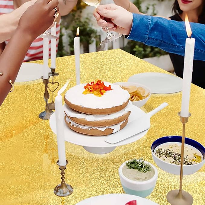 1 Pack Gold Iridescent Plastic Tablecloth Disposable 54 × 108 Inch Glitter Holographic Foil Table Cloth Plastic Laser Rectangle Table Cover for Birthday Wedding Disco Party