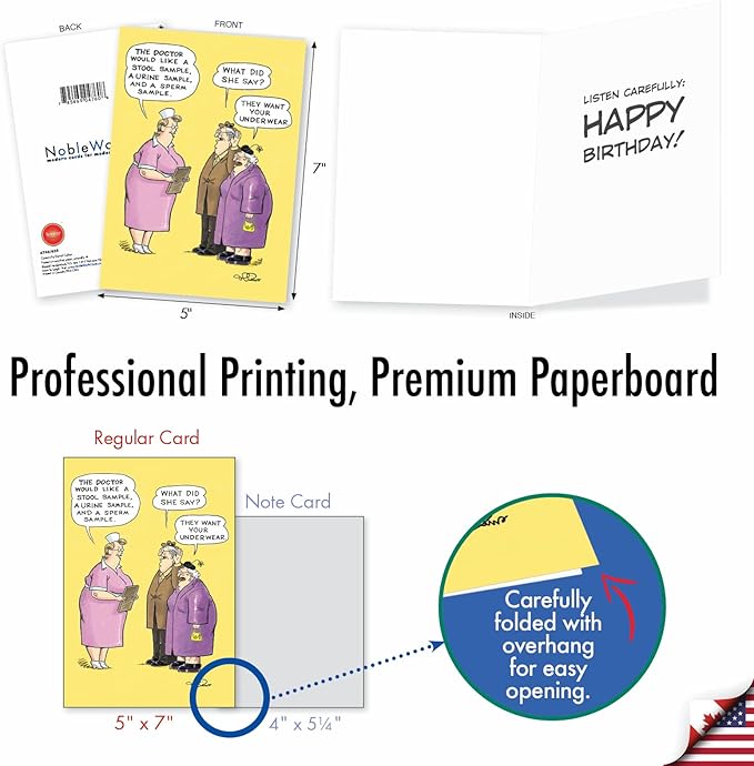 NobleWorks - 20 Funny Box Set Birthday Greeting Cards Variety Bulk Pack w/Envelopes for Men and Women (2 each, 10 Designs) - Birthday Wishes AC8838BDG-B2x10