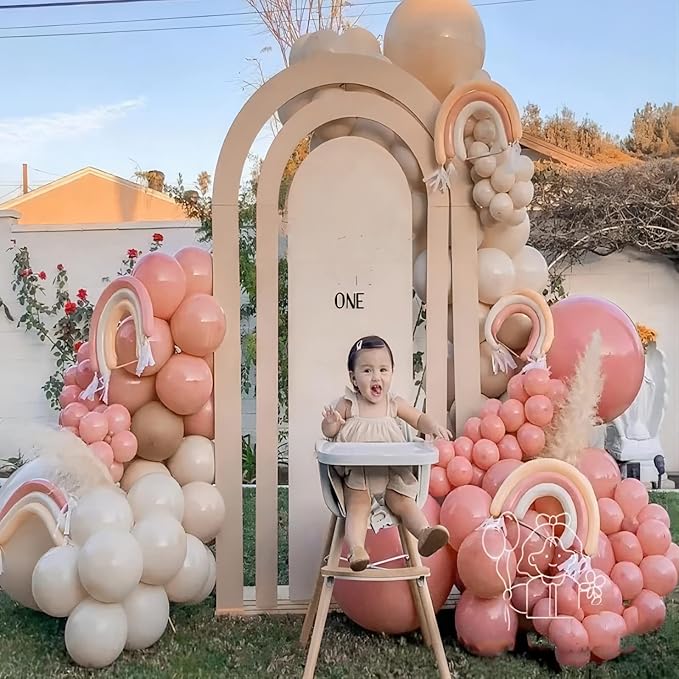 156pcs Dusty Pink Retro Blush Gold Sand White Balloon Garland Kit Arch, 5''/12''/18'' Different Sizes Retro Rose Latex Balloons For Wedding Engagement Baby&Bridal Shower Birthday Party Decoration