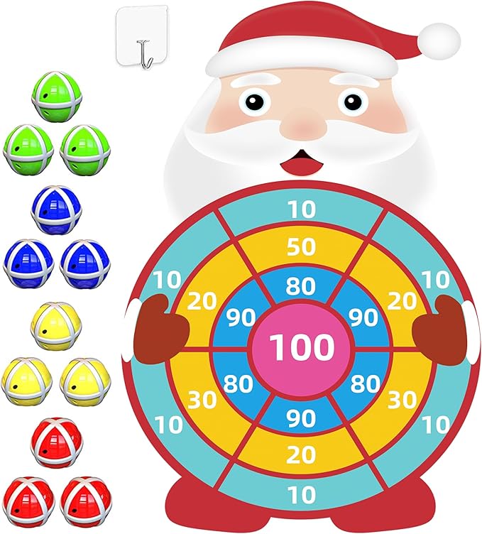 30” Christmas Games Toys Gifts for Kids, Large Santa Claus Dart Board Game, Christmas Party Supplies Indoor Outdoor Decor, Xmas Birthday Gifts for Boys Girls, Kids Party Favors Stocking Stuffers
