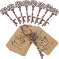 WODEGIFT 100 PCS Wedding Favors/ Party Favors Key Bottle Opener,Vintage Skeleton Key Bottle Openers with Escort Tag Cards and Key Chains(Red Copper)