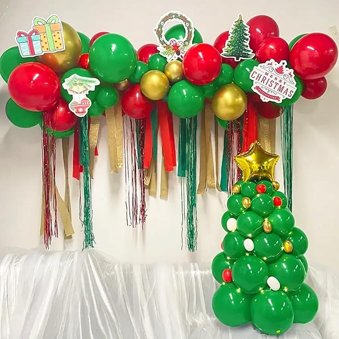 Green Balloons 12 Inch 100 Pack Thicken Latex Green Balloons for Christmas Party Decorations