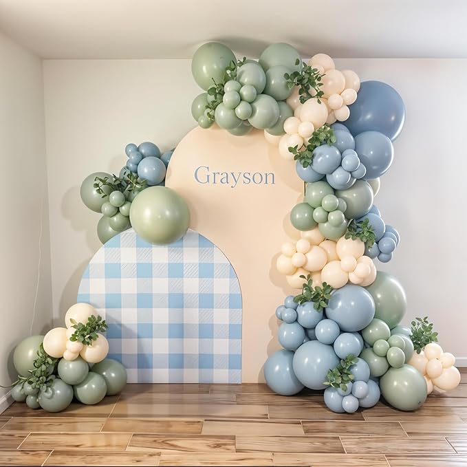 Blue and Green Balloons, Goose Balloon Sage Avocado Green Dusty Slate Fog Blue Sand White Clear Latex Balloons for Boho Bridal Baby Shower Graduation Anniversary Wedding Birthday Party Decorations