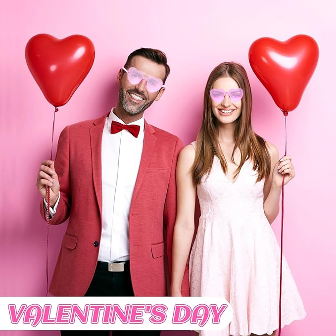 24 Pack Valentine's Day Glasses,Heart Shape Sunglasses,Heart Shape Pink Glasses for Valentine,Prop,Wedding Decor,Party Favors Accessory