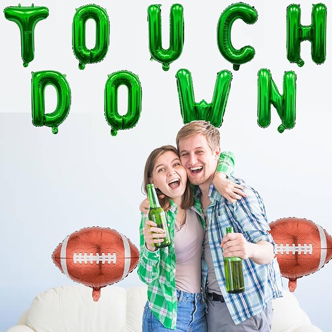 Football Balloons Green Touchdown Letter Balloons Football Birthday Party Balloons for Football Birthday Party Decoration Sports Ballons Arch Kits Party Balloon Sets-11 PCS