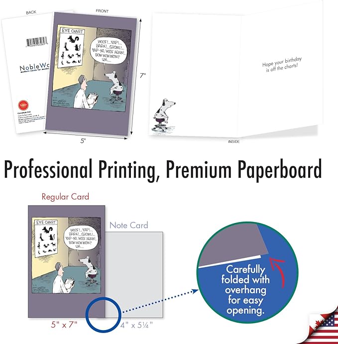 NobleWorks 20 Assorted Box Set Funny Birthday Greeting Cards w/ 5 x 7 Envelopes For Men, Women (10x2 Designs) Dave Coverly's Dog Days AC2665BDG-B2x10
