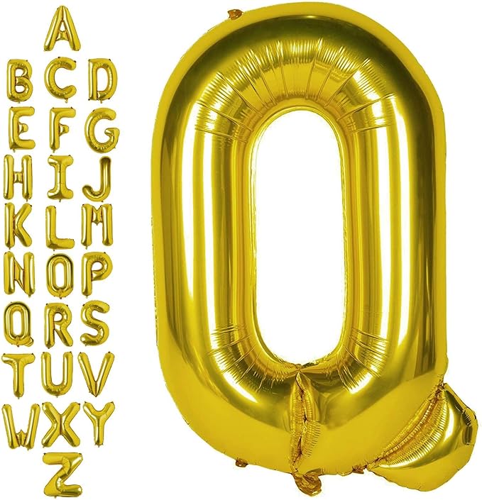 40 Inch Gold Letter Q Balloons, DIY Phrase Foil Alphabet Letter Q Balloons DIY Word Q Banner for Birthday Anniversary Celebration Graduation Party Supplies Decoration