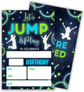 Trampoline Park Birthday Invitations, Glow Trampoline Party Neutral Invites, Neon Bounce House Party Invitation Cards for Boys & Girls, 4 x 6 20 Count with Envelopes