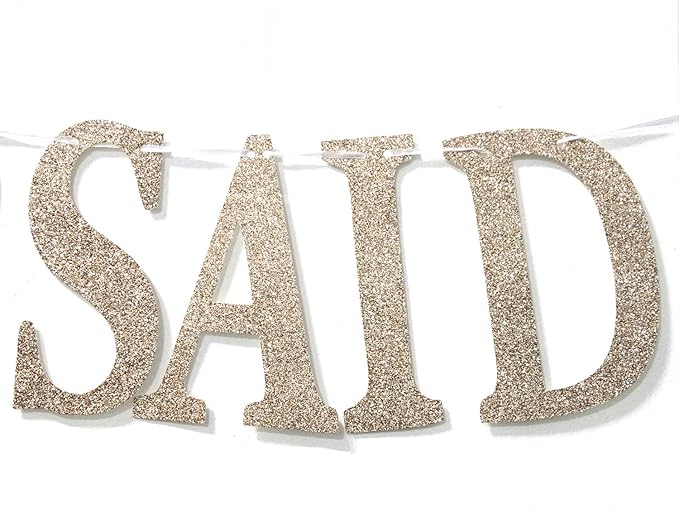 Champagne Gold Glittery She Said Yes Banner - Bridal Shower, Wedding, Engagement, Bachelorette Party Decorations Supplies