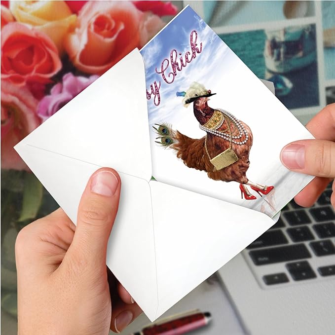 NobleWorks - 1 Funny Happy Birthday Notecard - Women's Humor Greeting Card with Envelope - Classy Chick C7230BDG