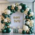 Emerald Green and Gold Balloons Arch Kit, Double Stuffed Dark Hunter Forest Green Pearl Sand White Metallic Gold Balloons for Jungle Wedding Birthday Graduation Party St. Patrick's Day Decorations