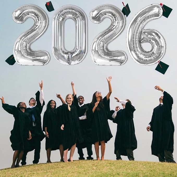 Silver Number Balloons, 40 Inch 2026 Number Balloons, New Years Decorations, 2026 Balloon for Graduation Happy New Year and 2 6 20 26 Birthday Parties