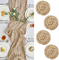 IVAPUPU 4 Pcs Cheesecloth Table Runner - 10ft Nude Easter Spring Boho Gauze Cheese Cloth Table Runners for Baby Shower Decoration Wedding Party Garden Farmhouse