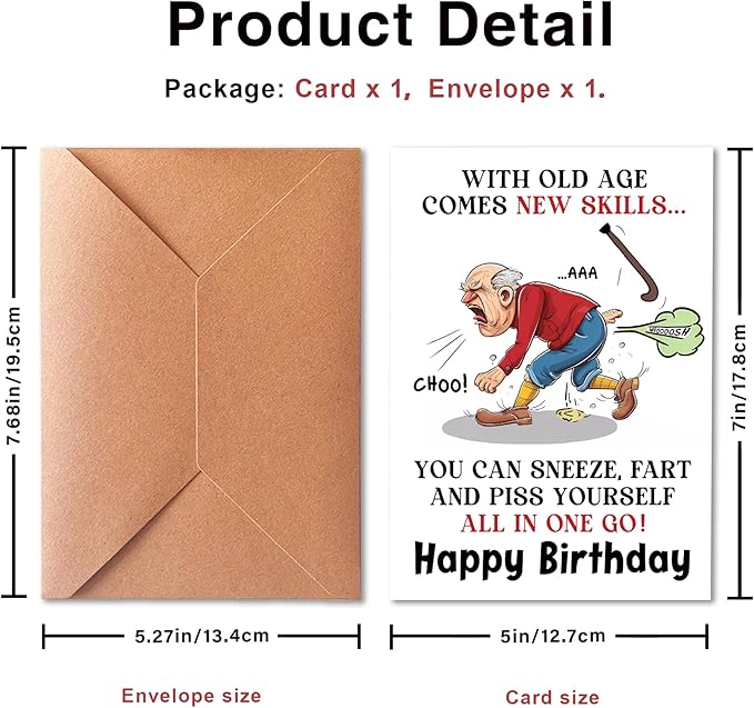 Funny Birthday Card for Men, Funny Birthday Card for Friends Grandpa Brother Husband Dad, Funny Getting Older Happy Birthday Card for Men, Old Age Bday Greeting Card