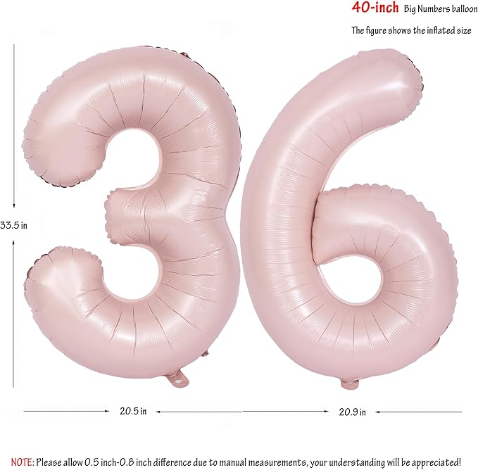 40 In Matte Pink Number Balloons Helium Foil Mylar Balloon Birthday Party banquet Decoration Digital 36