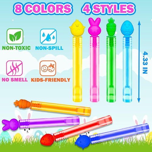 100 Pack Non Candy Easter Basket Goodie Bag Stuffers Fillers for Toddlers Bulk, Mini Bubbles Party Favor Supplies for Kids, Small Bunny Egg Toys Gifts Treats Trinkets Prize for Classroom Boys Girls
