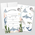 AEHIE 20 Sets Under the Sea Birthday Party Invitations With Envelopes, Sea Creatures Whale Turtle Shark Jellyfish Double-sided Printed Birthday Party Invite Cards for Kids & Adults